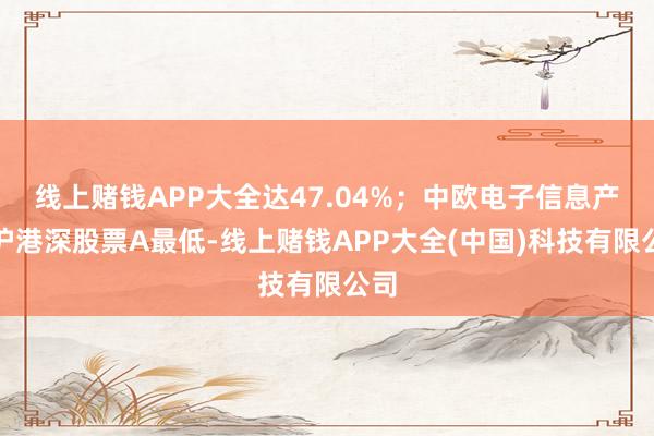 线上赌钱APP大全达47.04%；中欧电子信息产业沪港深股票A最低-线上赌钱APP大全(中国)科技有限公司